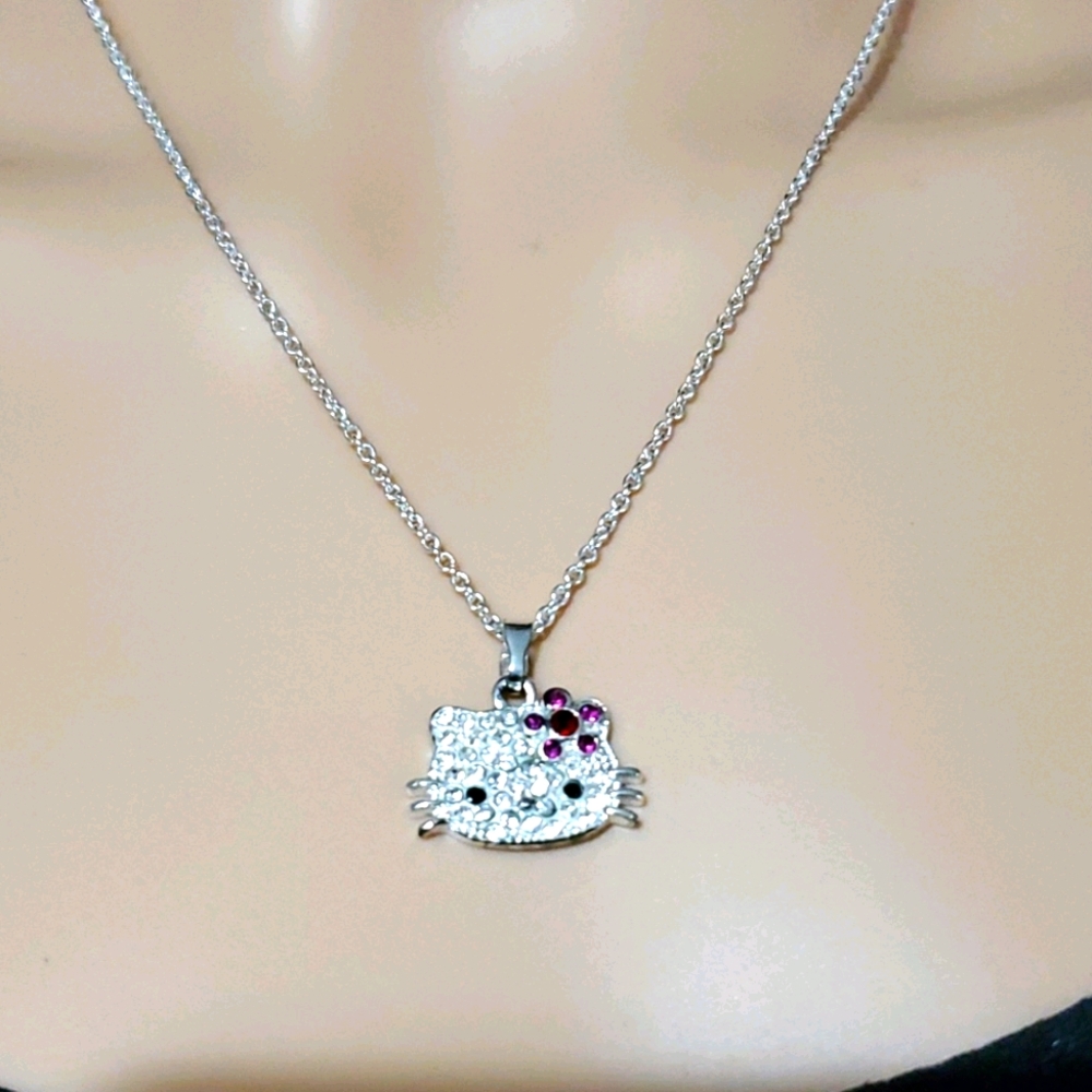 Hello Kitty Sanrio Rhinestone Pendant Necklace